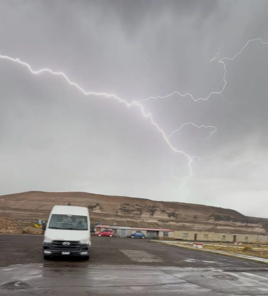 Lightning strike near an event parking area